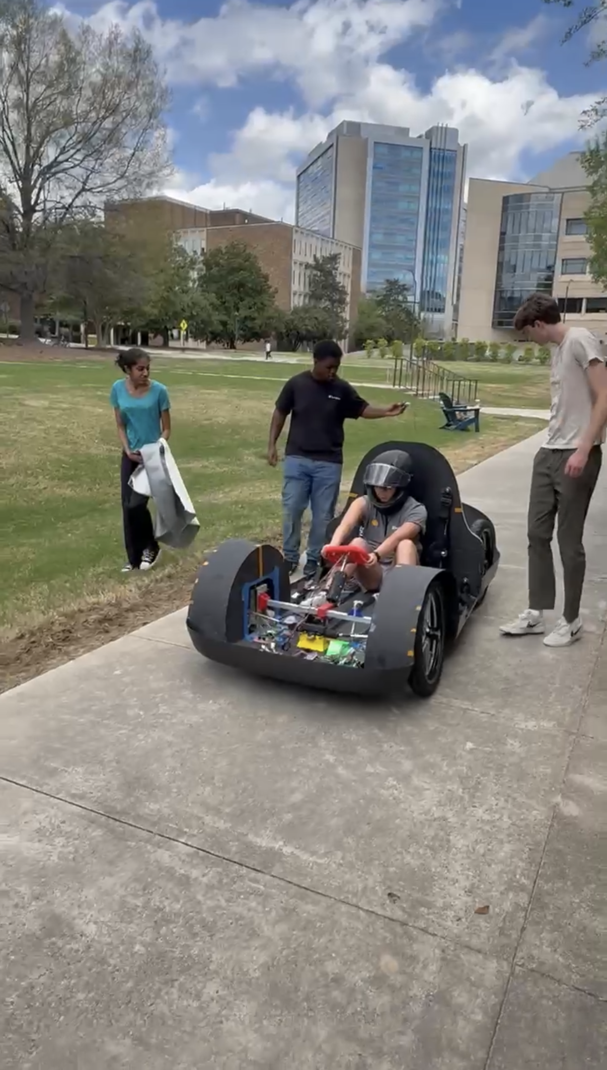 First rolling chassis test on campus with exposed internals