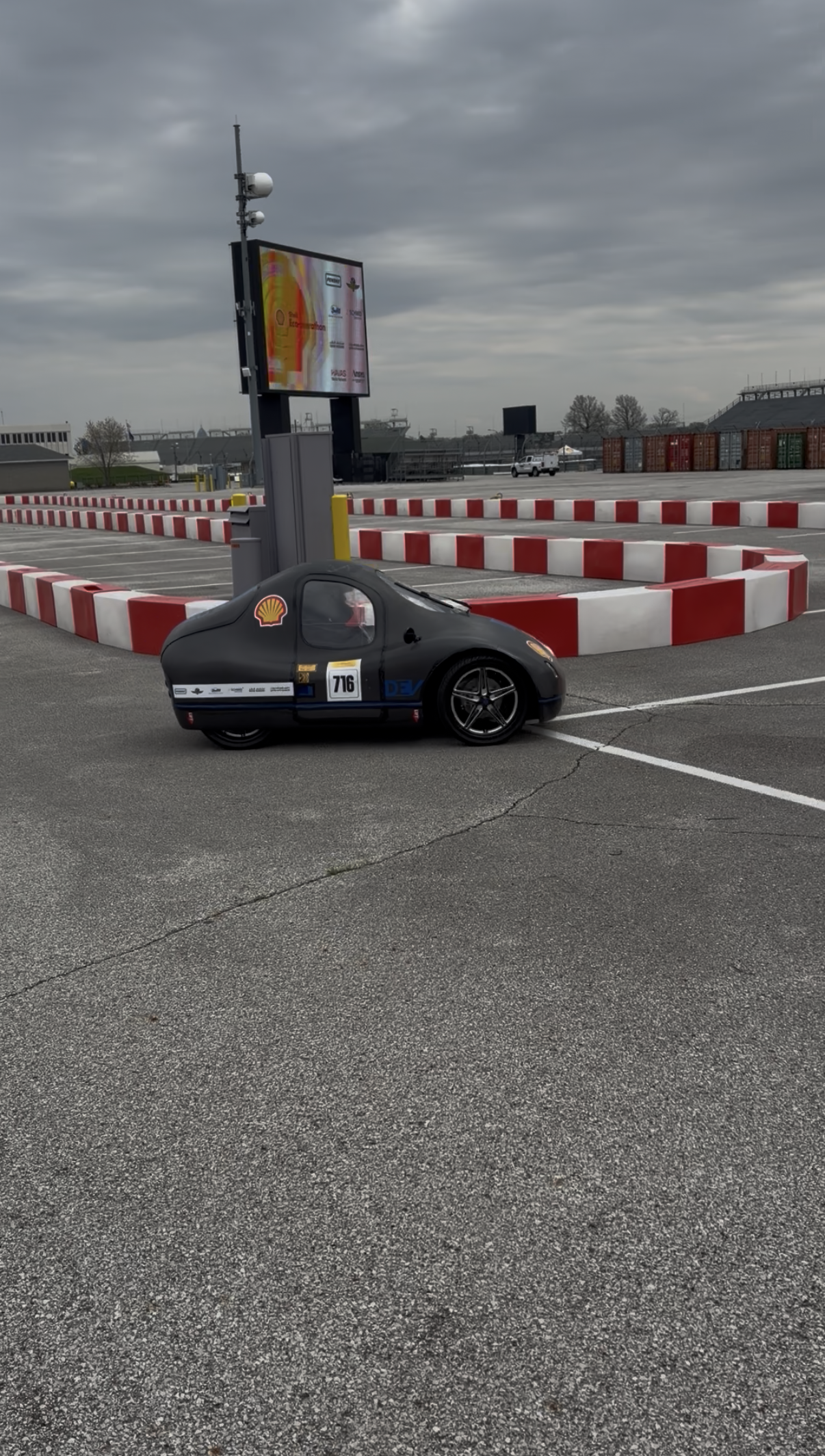 Car 716 with sponsor decals on track at the Shell Eco-marathon