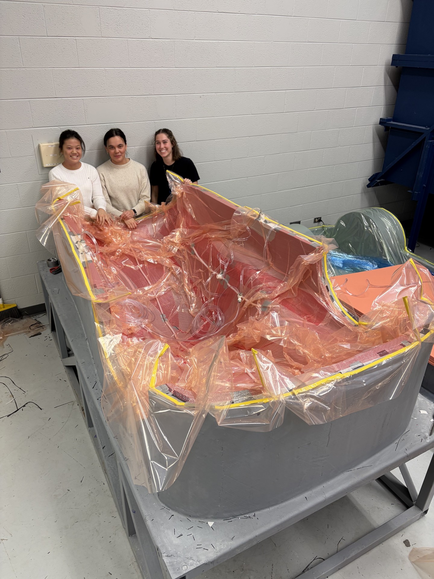 Vacuum-bagged carbon layup with the composites crew